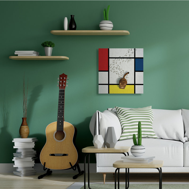 Classical Mondrian, peinture abstraite parody par Chameleon Design, Inc. - impression, Toile tendue, H 30 po x l 30 po