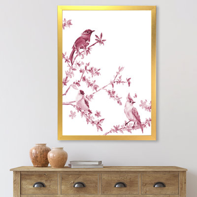 Beautiful Pink Birds - Peinture sur toile encadrée