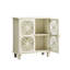 Buffet de couleur crème, console de cuisine rétro moderne avec portes en verre trempé, style minimaliste, rangement pour serviettes, buffet autoportant rétro, accessoires quotidiens
