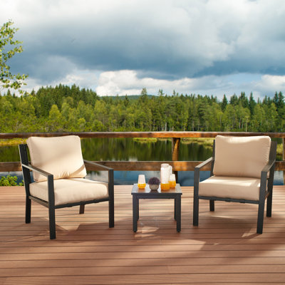 Abordale 3-Piece 2-Person Patio Conversation Set with Cushions