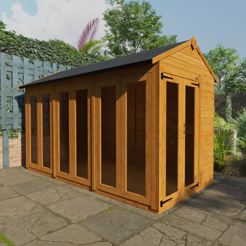 TigerFlex® Modular Buildings 12 ft. W x 6 ft. D Shiplap Apex Full Pane Summerhouse