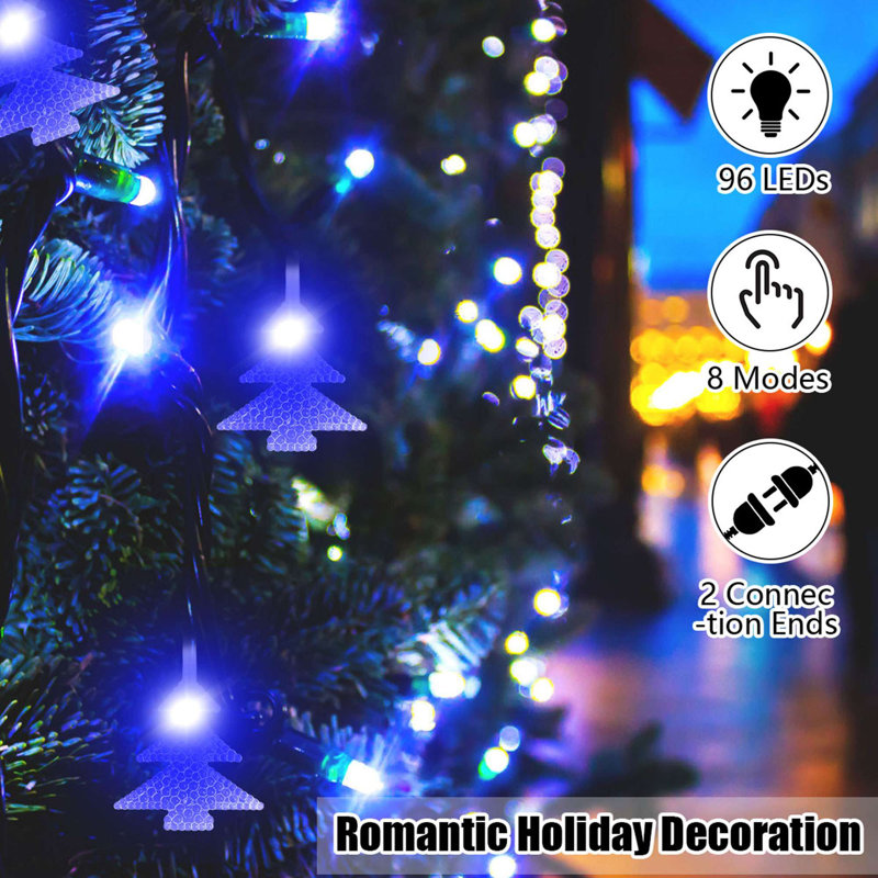 11.4 FT 96 LED Window Curtain String Lights Christmas Tree Twinkle Fairy Light 8 Modes Hanging Decor