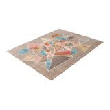 Mid Century Modern Hand Knotted Geometric Area Rug