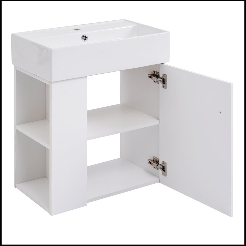 Saimir 21.6 " W Free Standing Wall Mounted 1 Single Vanity Bathroom Vanity With Ceramic Top