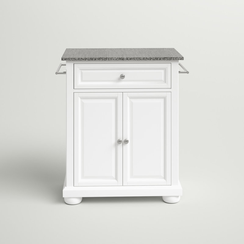 Hedon Granite Top Kitchen Cart, White