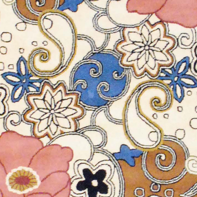 Tapis ivoire / rose / ivoire touffeté à la main, Rectangle 5 pi x 8 pi