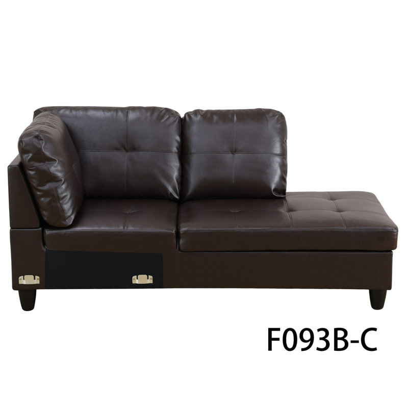 Jomal 103.5'' Faux Leather Sofa & Chaise, Black, Brown