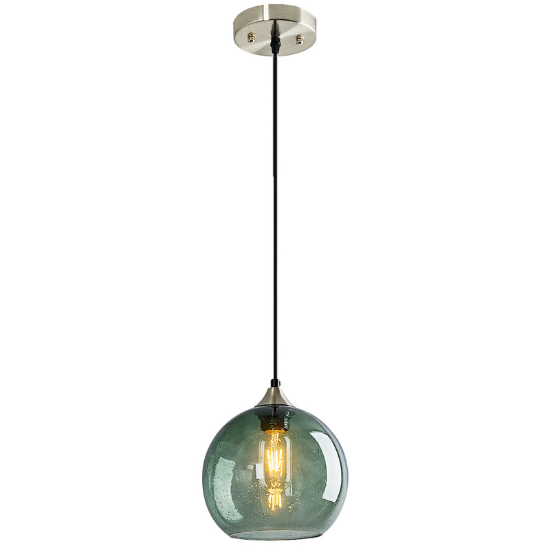 Aarunya 1 - Light Single Pendant Kitchen Island Lighting Globe Pendant Light Fixtures Modern Pendant Lighting, Gray Green