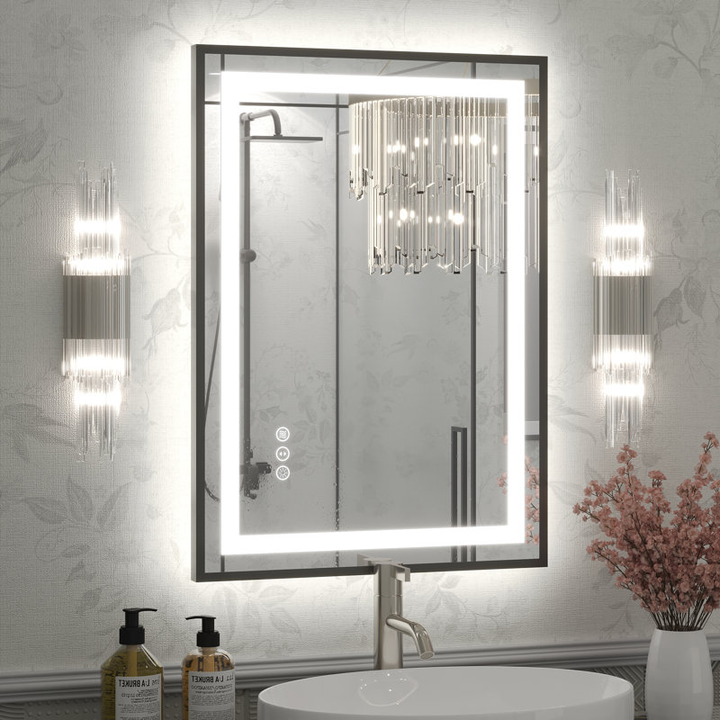 Miroir de salle de bain Molly Framelss, 28 po x 20 po, Noir