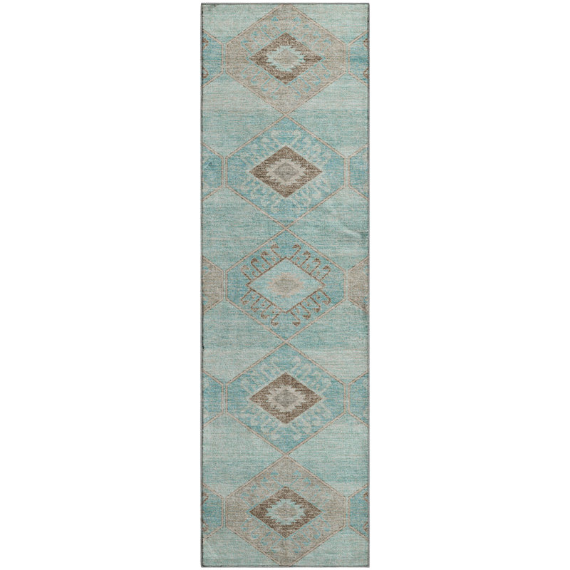 Premium Machine Washable Xamiera AMF1857 Aztec Rug, Runner 2'3" x 7'6"