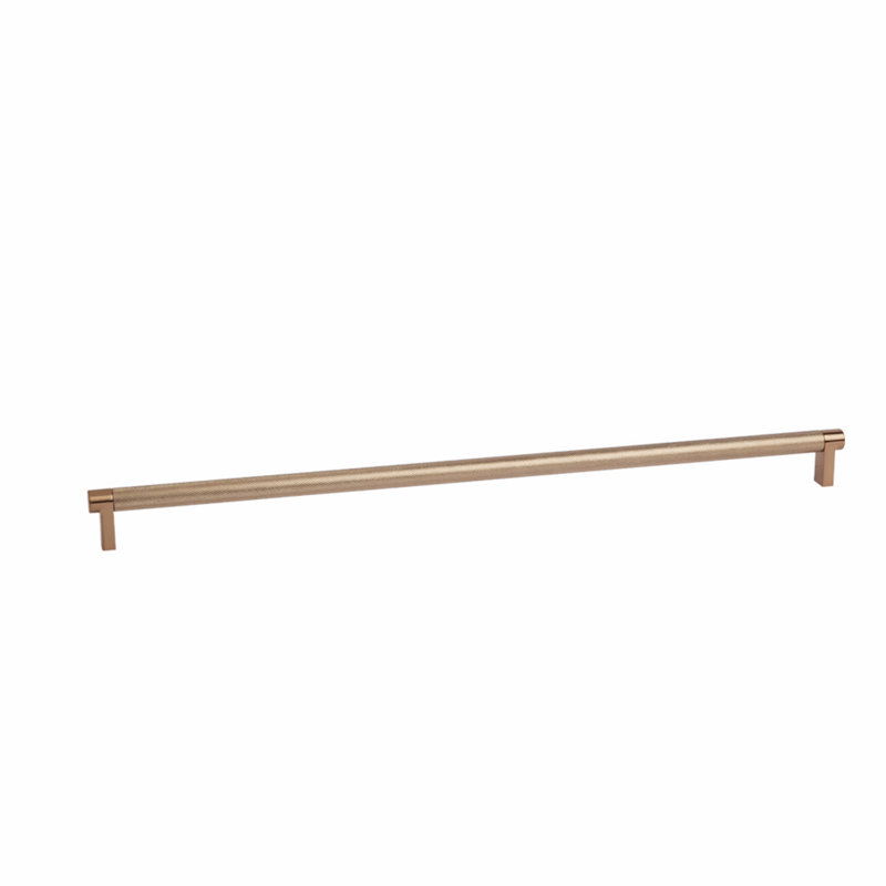 Emtek Select Cabinet Pull 18" cc, Rectangular Stem, Knurled Bar, Satin Copper