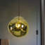 Suspension globe à cordon réglable - Abat-jour en PE doré avec effets miroir et lave, éclairage d'îlot pour chambre, décoration intérieure élégante
