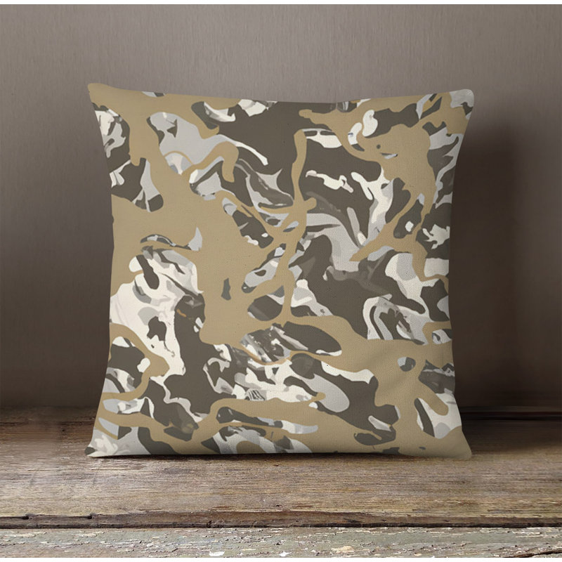 Throw Pillow With Insert, 16"H x 16"W, Brown/Gray Camouflage 4