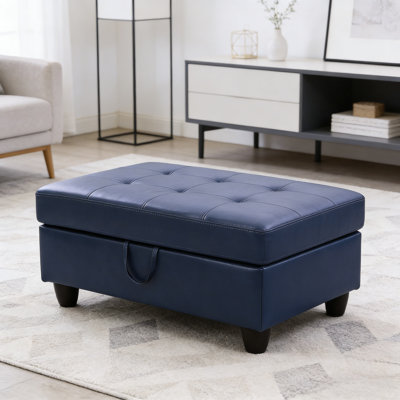 Faux Leather Storage Ottoman