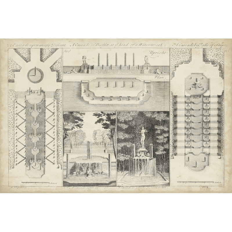 Antique Garden Design I by DeZallier D'Argenville - Wrapped Canvas Print, 30cm H x 46cm W x 3.8cm D