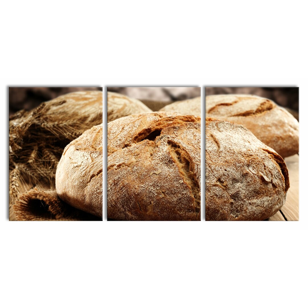 3-tlg. Leinwandbilder-Set Frisch gebackenes Brot