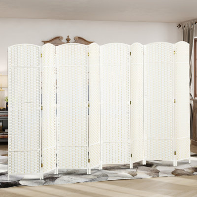 Paravent pliable à 8 panneaux, hauteur 1,70 m, blanc, autoportant.