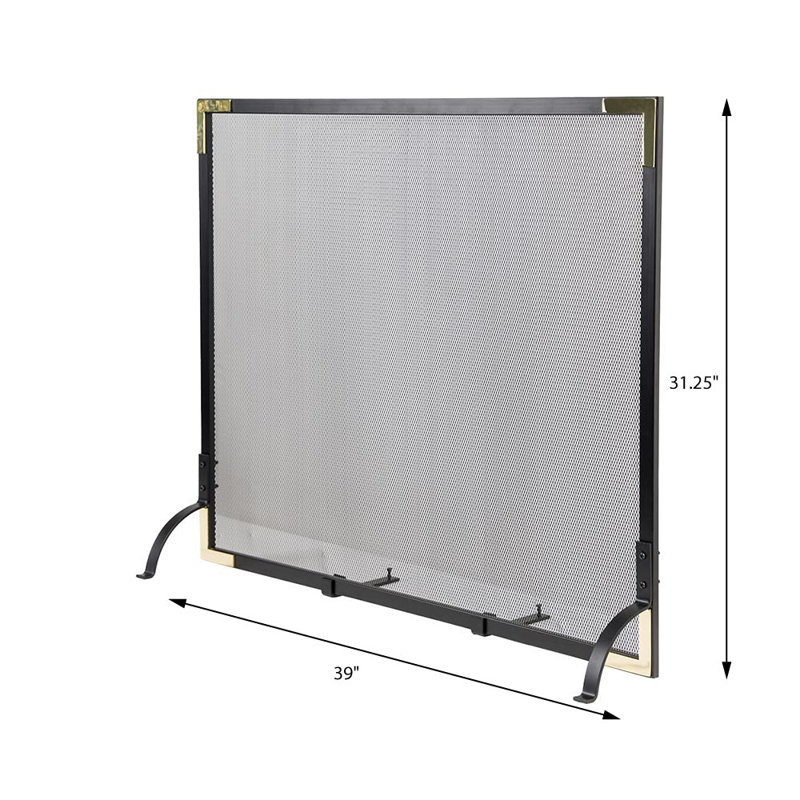 Modern Ember Cecilia Mesh Fireplace Screen with Durable Single Panel, Steel Frame