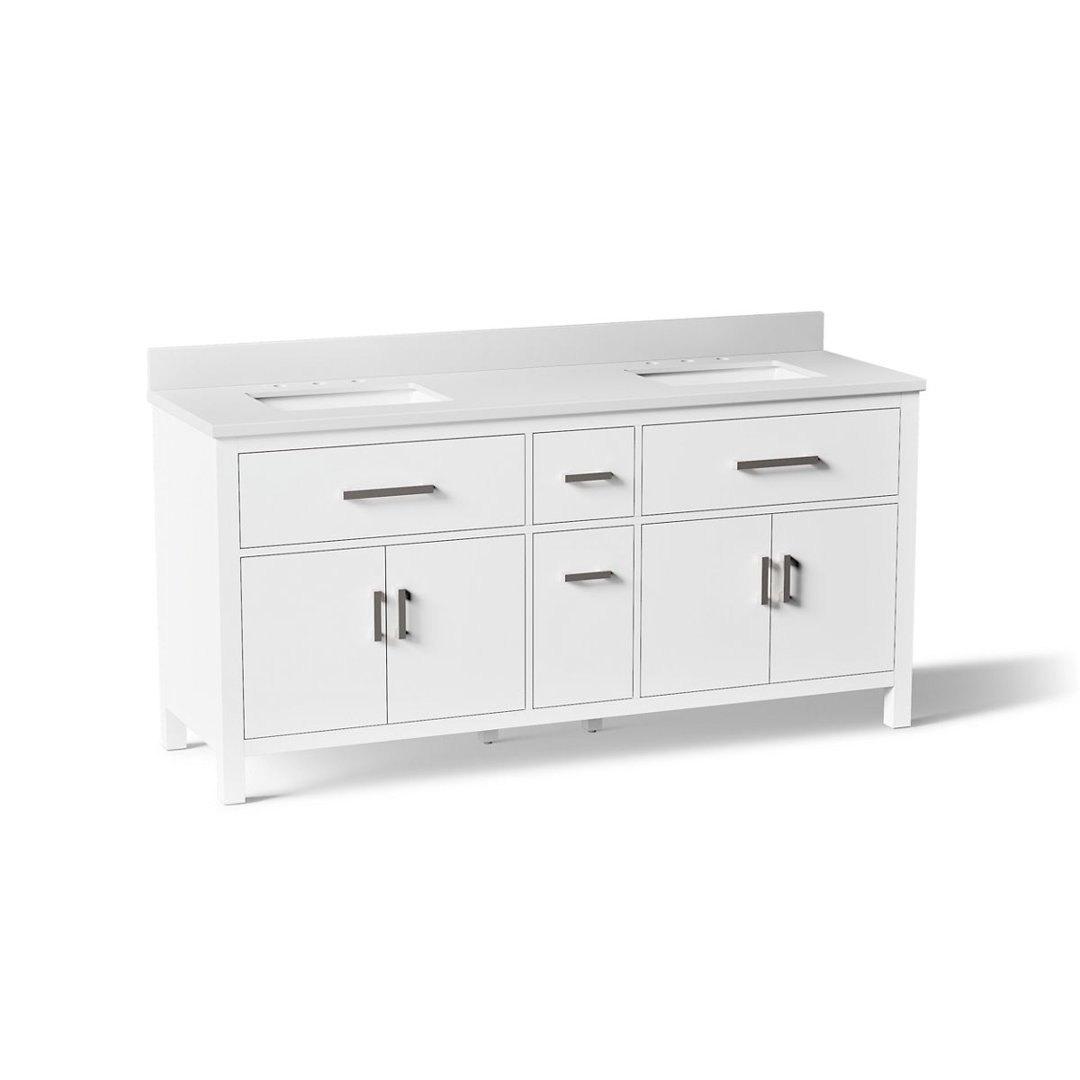 Kresla 72 In. Bathroom Vanity Cabinet With Sinks And Quartz Top Kohler Base 