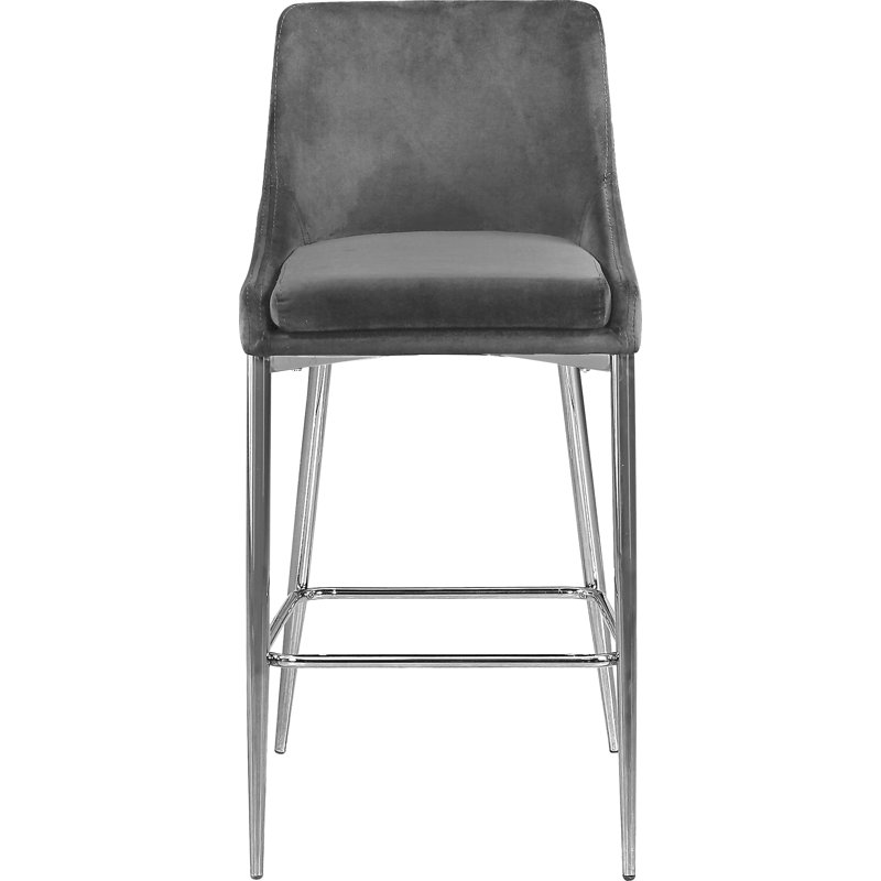 Karina 27.5" Bar Stool, Gray, Chrome