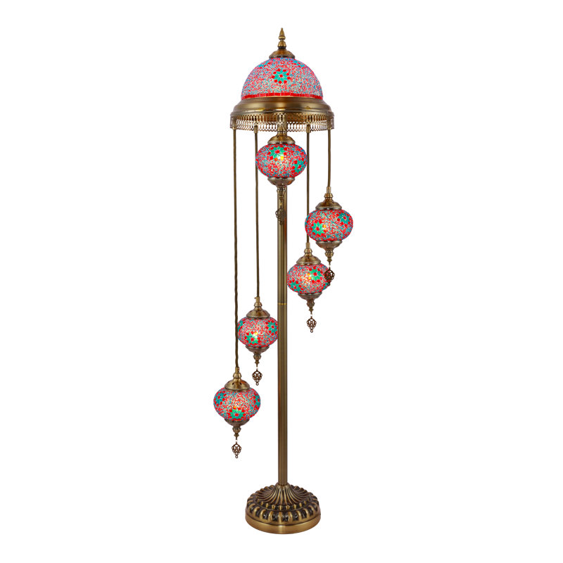 Magnifique lampe sur pied en vitrail à mosaïque turque