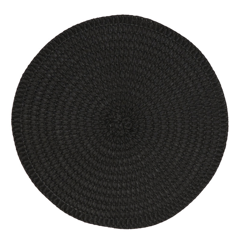 Black Round Woven Fabric Placemats Set of 4