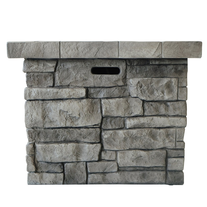 30" Outdoor Square Mgo Propane Fire Pit - 40,000 BTU, Grey, 24.07" H x 30.07" W x 30.07" D, Gray
