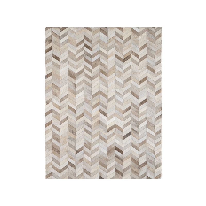 Billie Cowhide Geometric Rug, Rectangle 4' x 6'