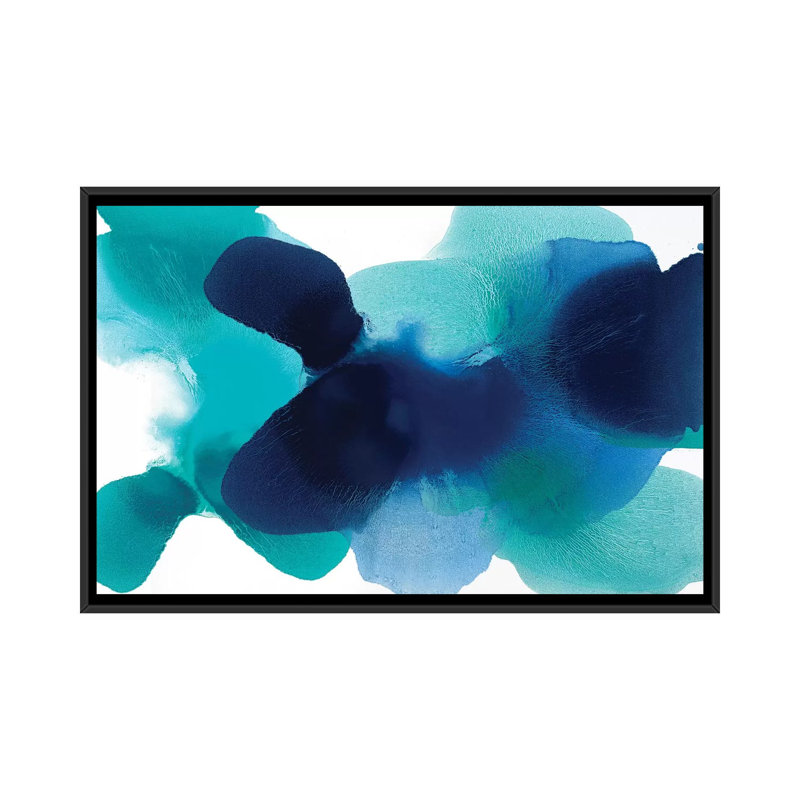 « free form blues », impression sur toile, Toile avec cadre noir, Pas de tapis, H 32 po x l 48 po x P 1,5 po