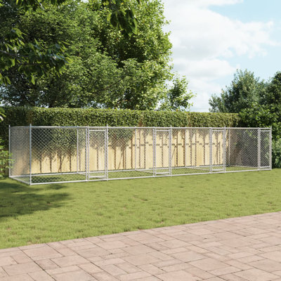 Cage pour chien en acier galvanisé gris durable 26,2 x 6,6 x 4,9 pi Vidaxl
