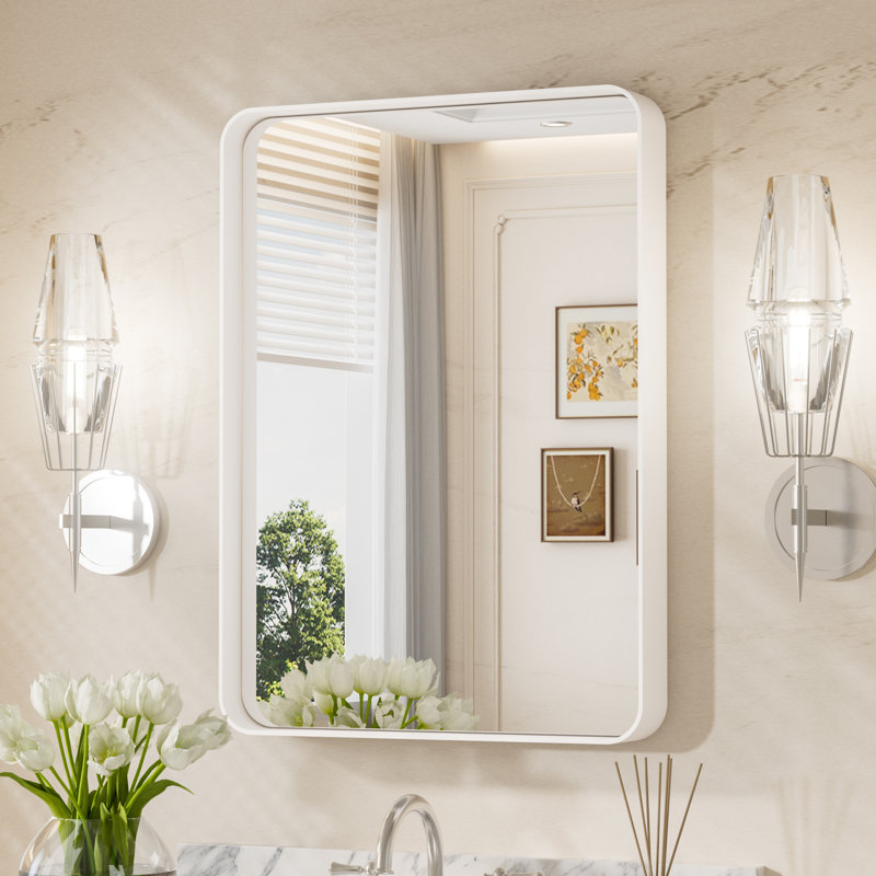 Miroir d'appoint Tyro, 30 po x 22 po, Blanc, Rectangulaire