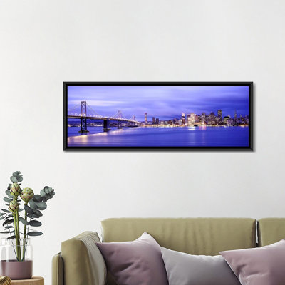 Pont panoramique illuminé au crépuscule par le pont, baie de San Francisco, San Francisco, Californie, États-Unis - reproduction de photo sur toile tendue