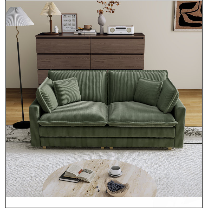 Canapé modulaire modulaire, siège profond avec coussins, 2, Beige, H 35,03 po x l 70,86 po x P 36,64 po