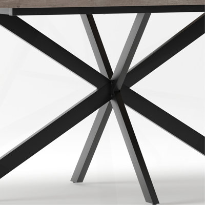 55.11"-70.86"Retro Rectangular Stretch Dining Table, Grey Carole Top With Same Color Embossed Center Plate,With Storage Box,Suitable for dining rooms,