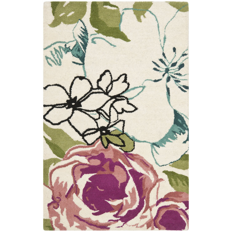 Matthews Floral Handmade Tufted Wool Pink/Green/Beige Area Rug