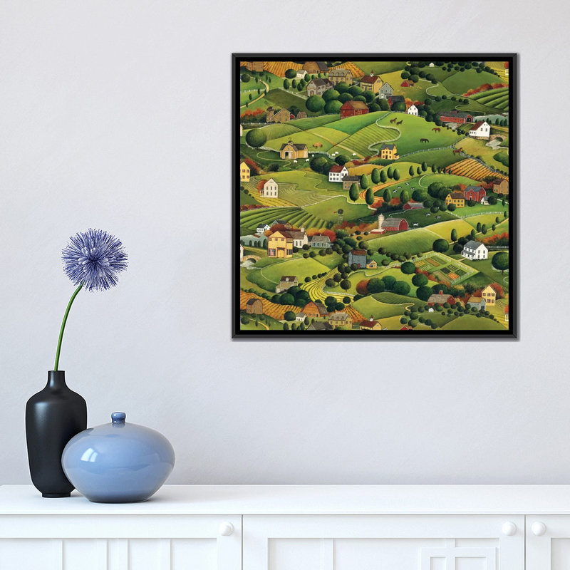 «Pleasant Valley», reproduction d'art sur toile tendue, H 18 po x l 18 po x P 1,5 po, Toile avec cadre noir, Pas de tapis