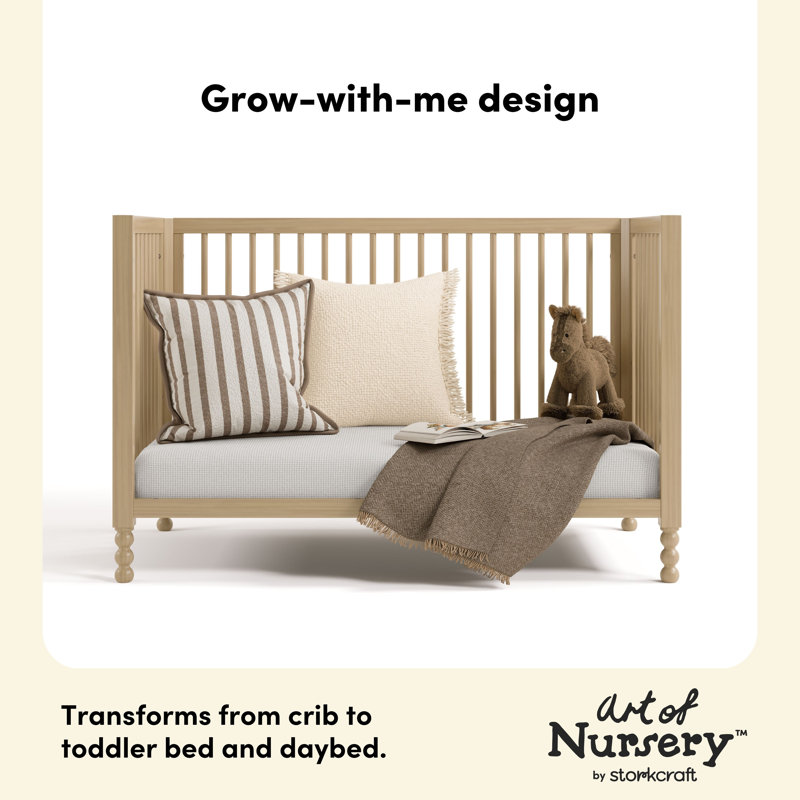 Storkcraft Rio Convertible Crib and 3 Drawer Chest with Removable Changing Topper Nursery Furniture Set, Driftwood