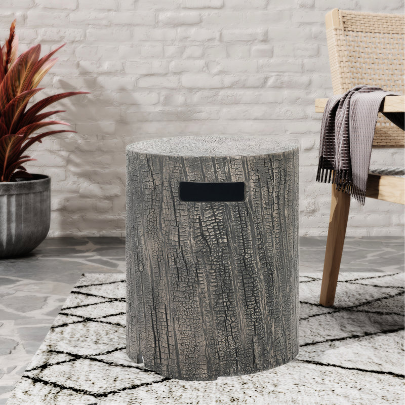 Table d'appoint et support de réservoir en oxyde de magnésium 16 x 20 po gris, rond et élégant, matériau léger contemporain