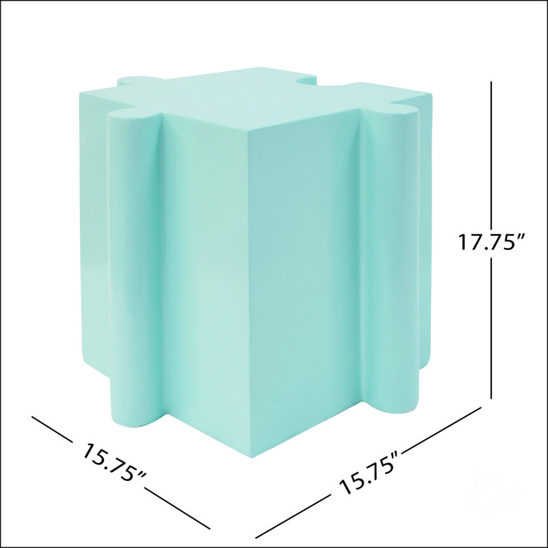 Puzzle Art Side Table, Modular Convex Edge MGO Table For Custom Layouts, Indoor & Outdoor, Light Green