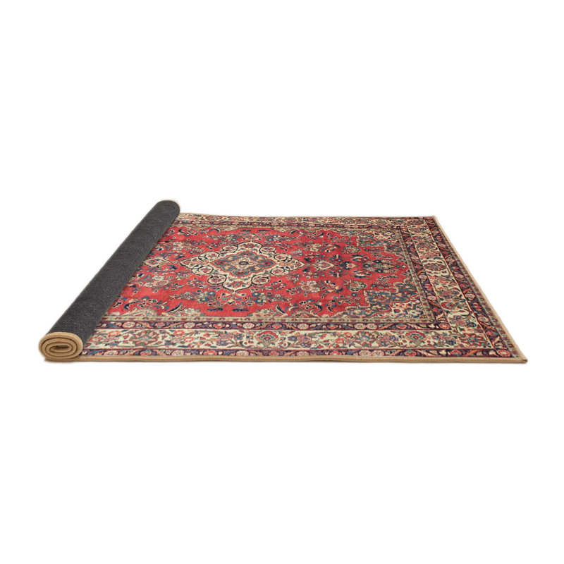 Tapis traditionnel rouge / bleu, Rond 4 pi
