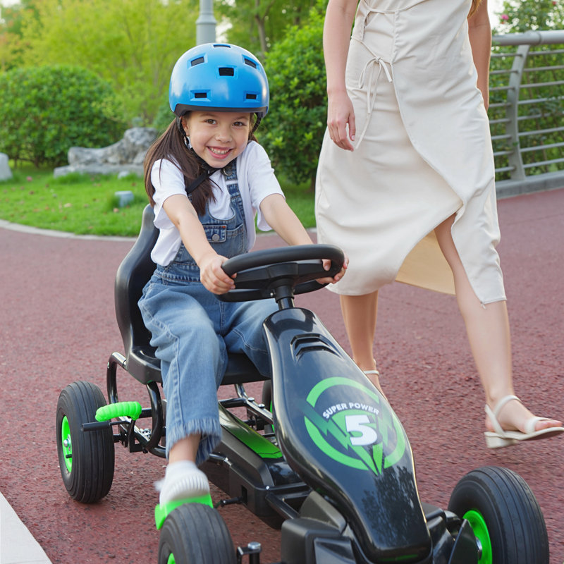 Nase Kids Pedal Go Kart, 61cm H x 58cm W x 121cm L, Green
