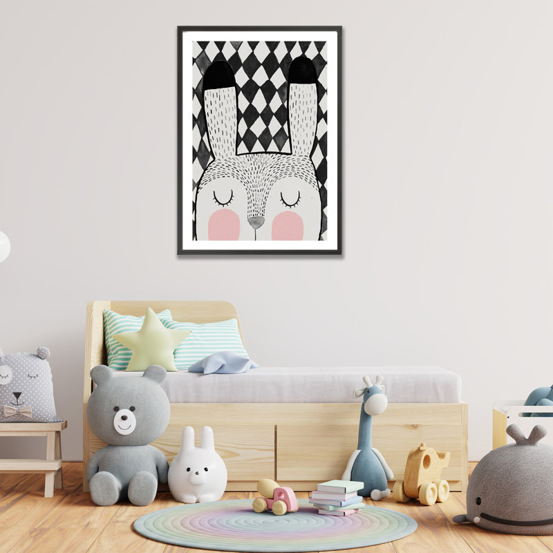Pop Art et rétro encadré de lapin, H 16 po x l 12 po x P 1 po