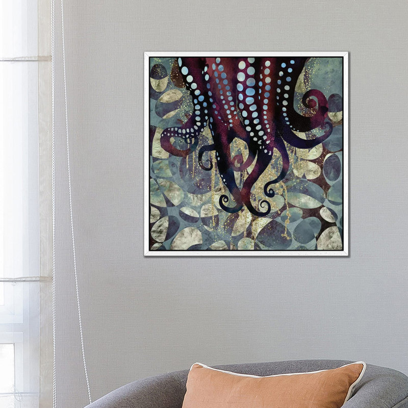 Metallic Ocean II - Print on Canvas, White Framed, 66.04 cm H x 66.04 cm W