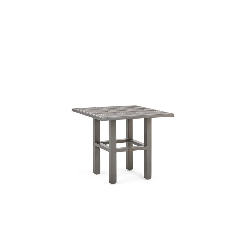 Merge Tables Outdoor Square Side Table, Weathered Teak