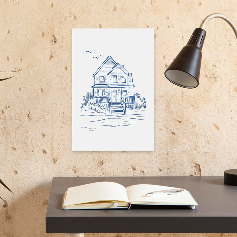Blue House Line Drawing by Jolly And Dash - Wrapped Canvas Print, 45.72 cm H x 30.48 cm W