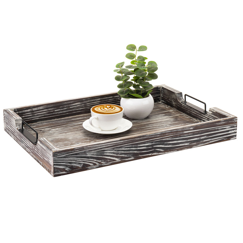 50.8 cm Solid Wood Ottoman Serving Tray