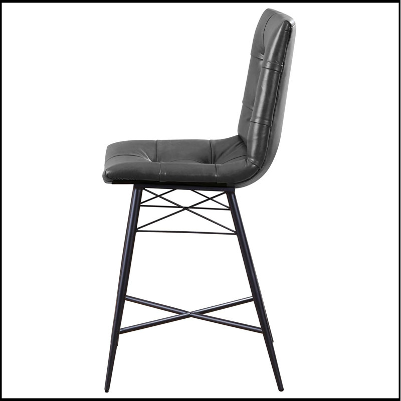 Ensemble de 2 tabourets gris capitonnés à hauteur de comptoir avec sièges rembourrés et structure durable pour une salle à manger confortable et des espaces de cuisine modernes