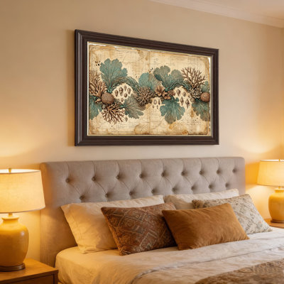 Art mural antique sur toile encadré doré pour le salon, la chambre à coucher, le bureau ou le vestibule - décoration murale décorative avec carte botanique