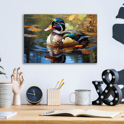 Duck In The Beige Pond' by Momart Acrylic Glass Wall Art