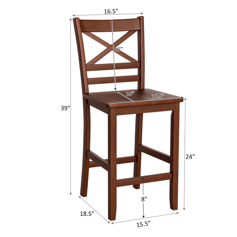 Aljet Solid Wood Counter Stool with Solid Wood Frame, 4
